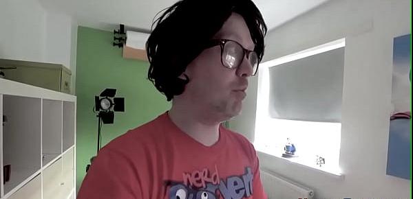Brit newbie masturbates for nerd